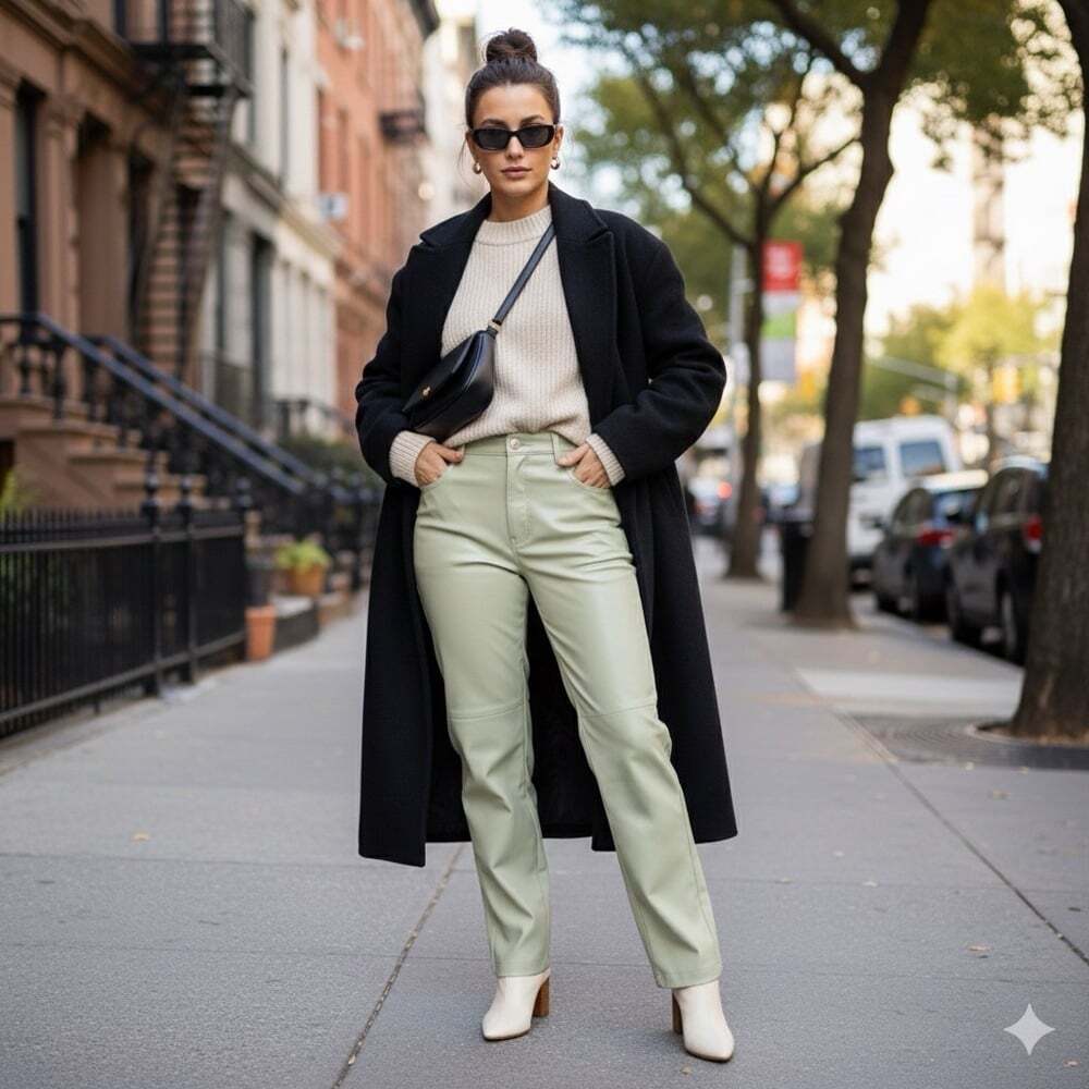 Wilfred Vegan Faux Leather High Rise Straight Leg Trousers, “Melina” Pant EUC 12